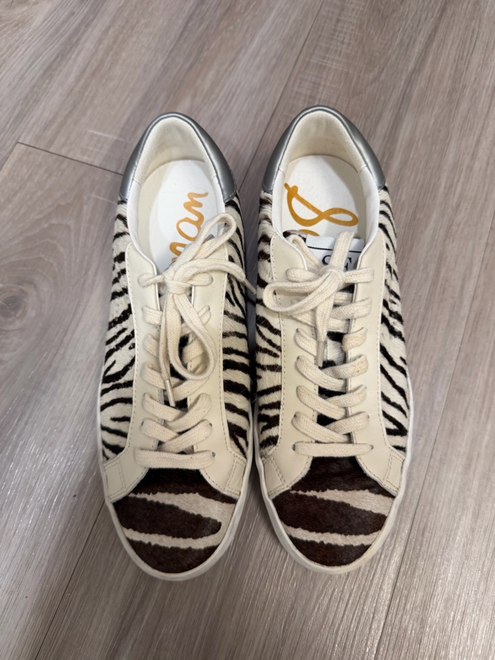 Sam Edelman Zebra Print Leather & Pony Hair Sneakers, Size US 7, EU 37
